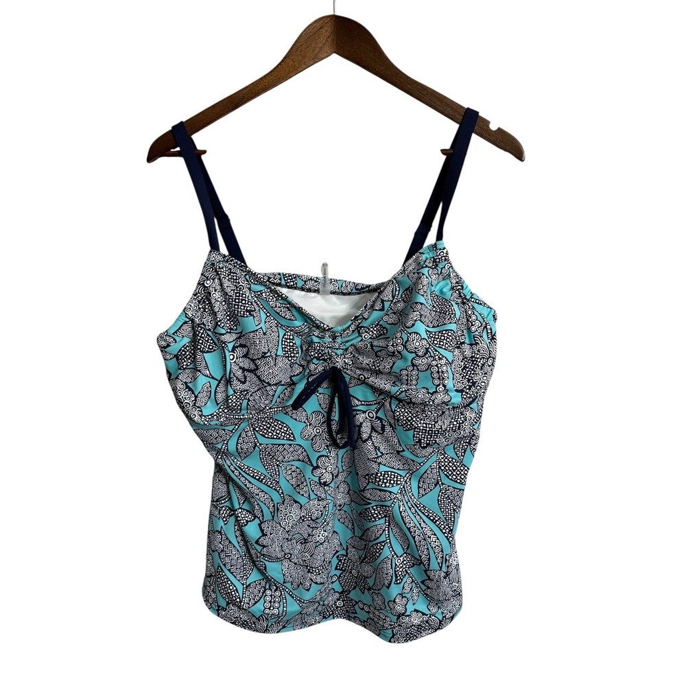 Lands End tankini womens 18D blue aqua paisley beach pool cruise resort babydoll